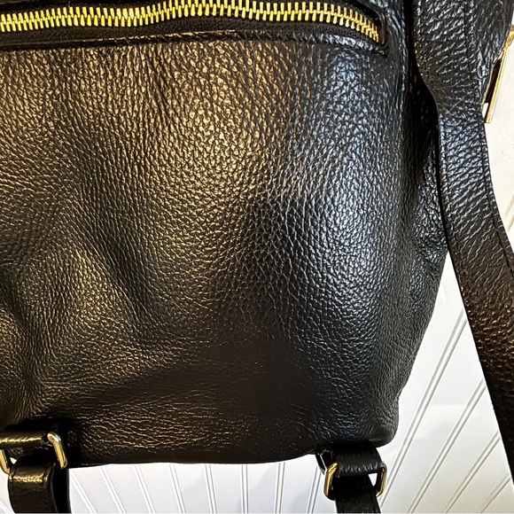 Vera Peele Black Genuine Leather Women’s Purse Backpack - Picture 3 of 8